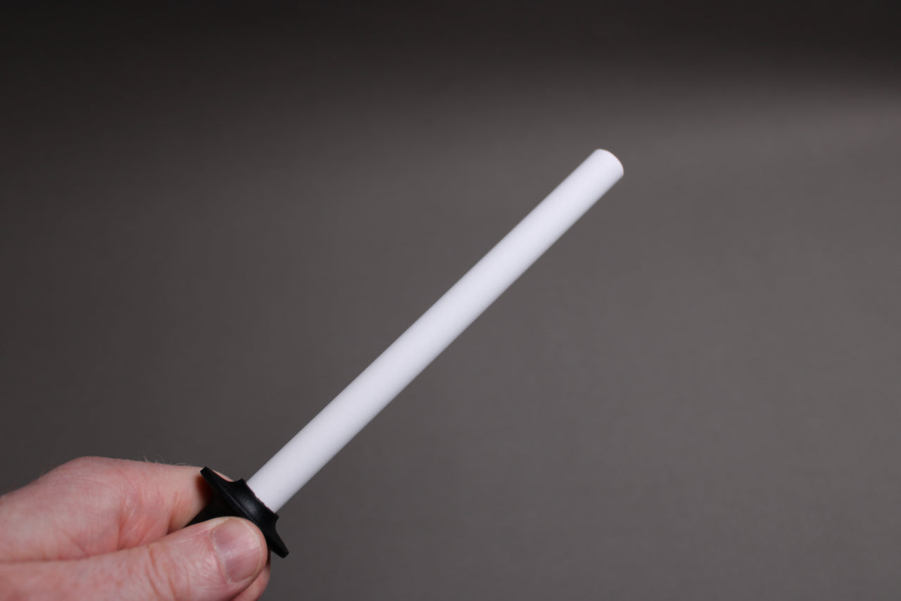 angled shot of ceramic honing rod
