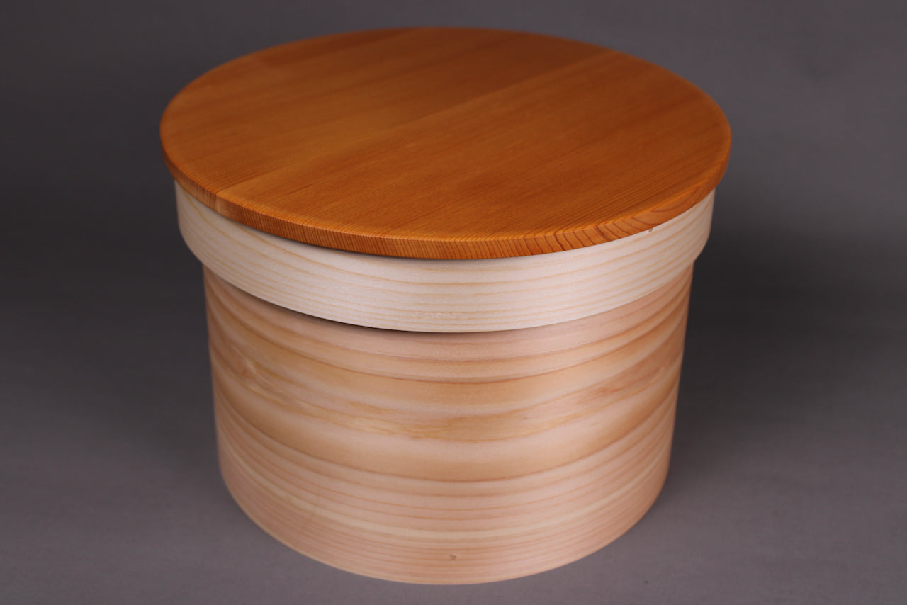 wood rice container with lid on top by yamacoh made in japan