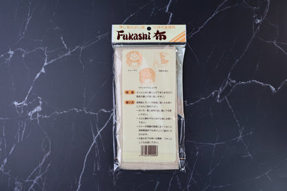 Cotton steamer cloth fukashi 66x68cm — back packaging showing use instructions and illustrations in Japanese