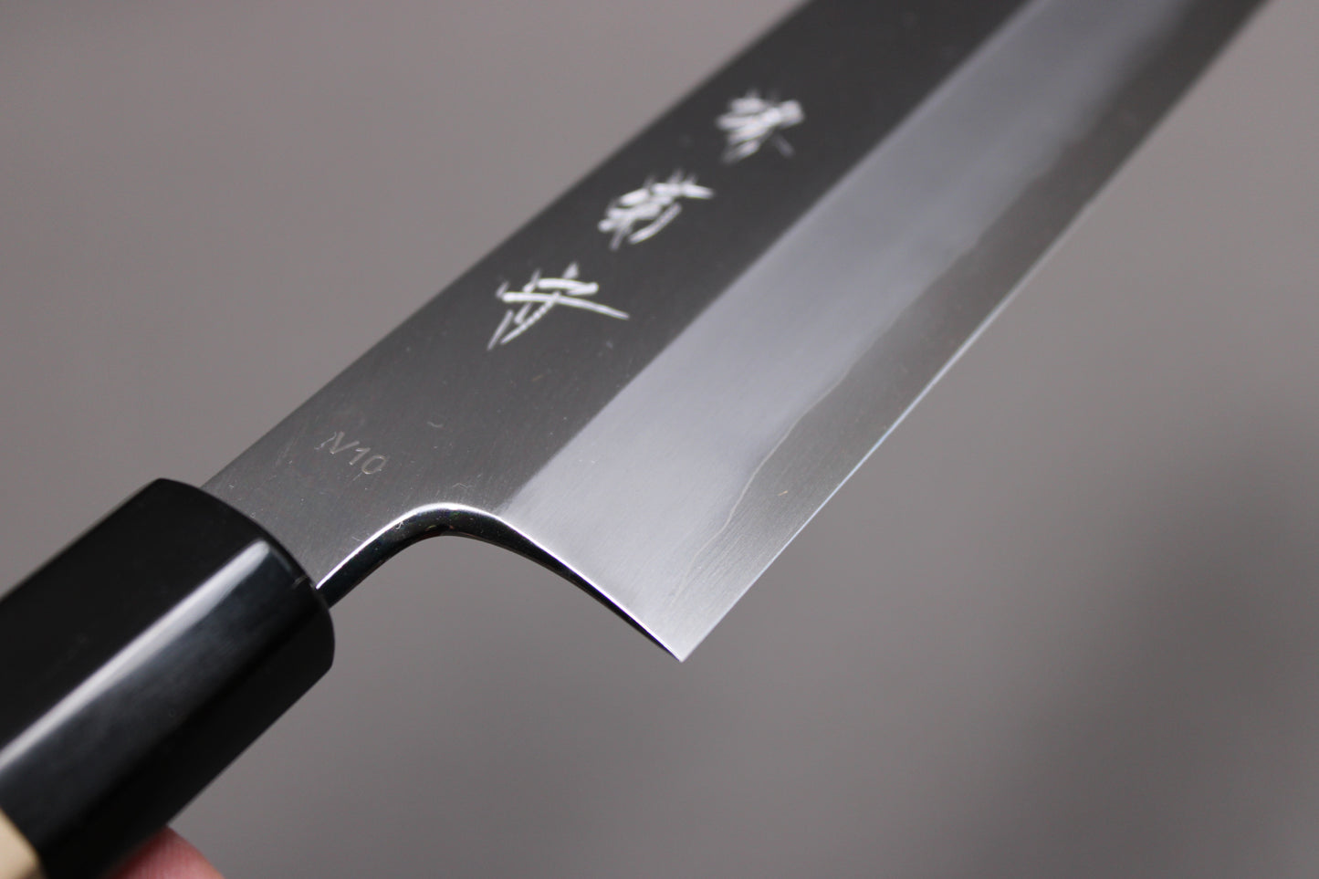 detail shot of hamono kanji kitchen knife