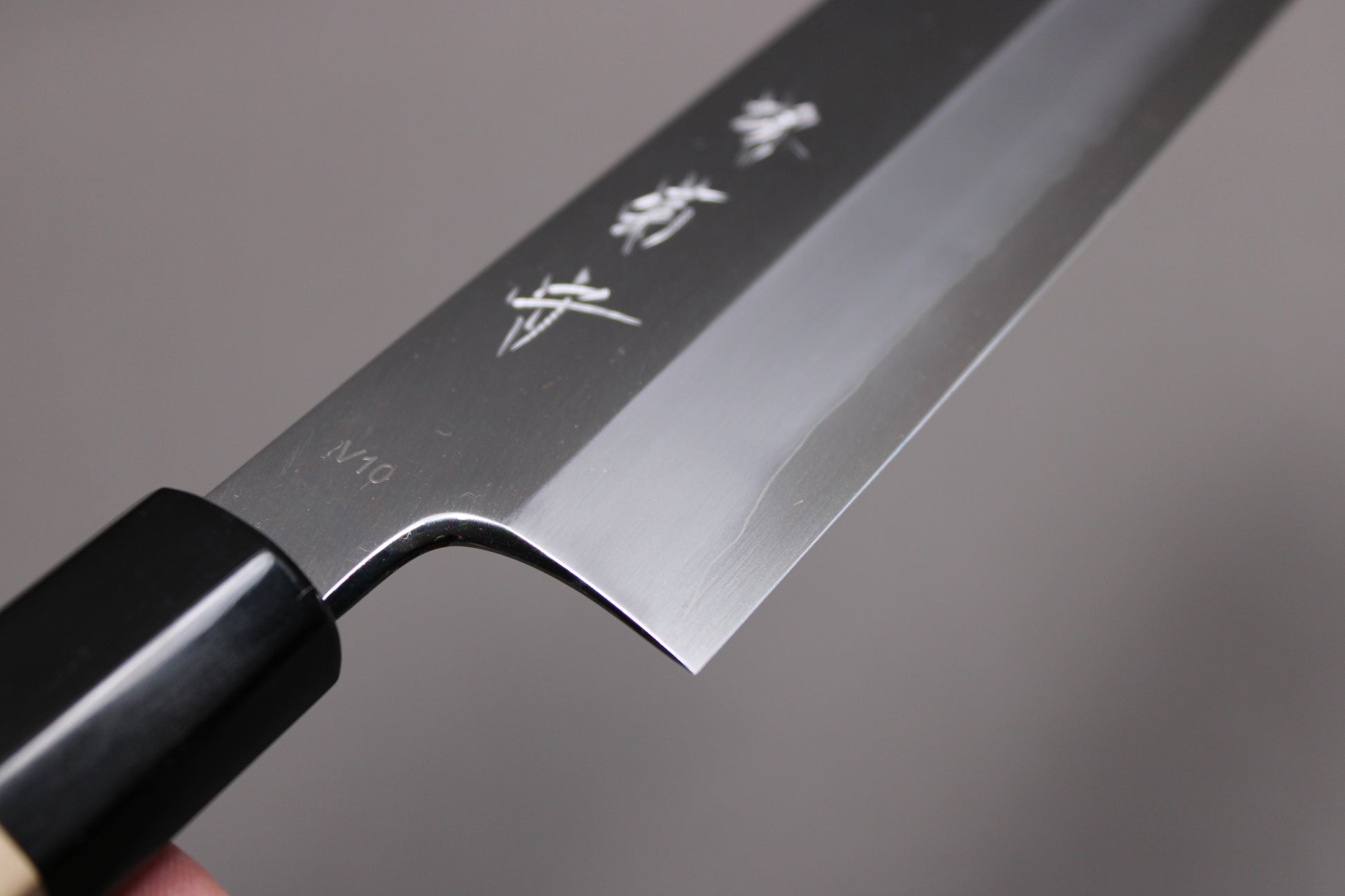 detail shot of hamono kanji kitchen knife