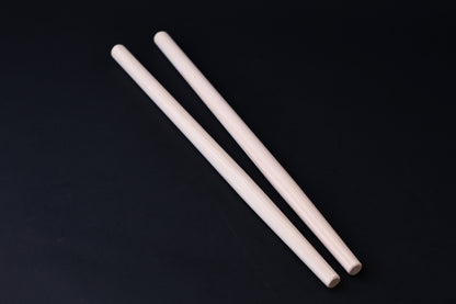 Hanabashi tempura chopsticks 36cm — overhead view showing natural unfinished hinoki wood color and taper