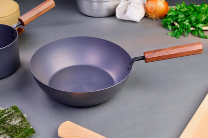 Iron Nitride Fry Pan Octagonal Wood Handle 26cm Deep