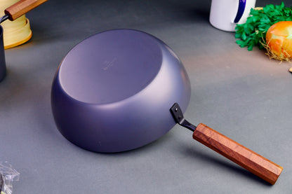 Iron Nitride Fry Pan Octagonal Wood Handle 26cm Deep