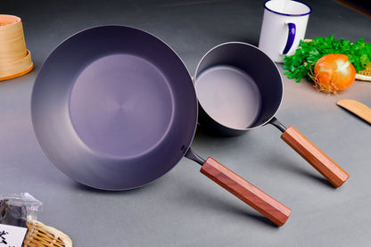 Iron Nitride Fry Pan Octagonal Wood Handle 26cm Deep