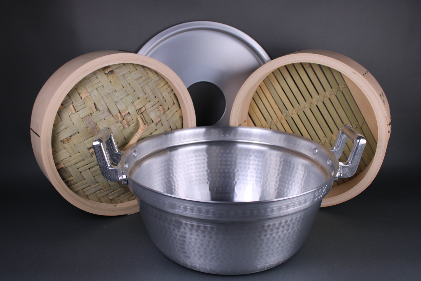 bamboo and honk wood steamer et including steamer pot steam ring and steamer with lid and base all handmade in japan 