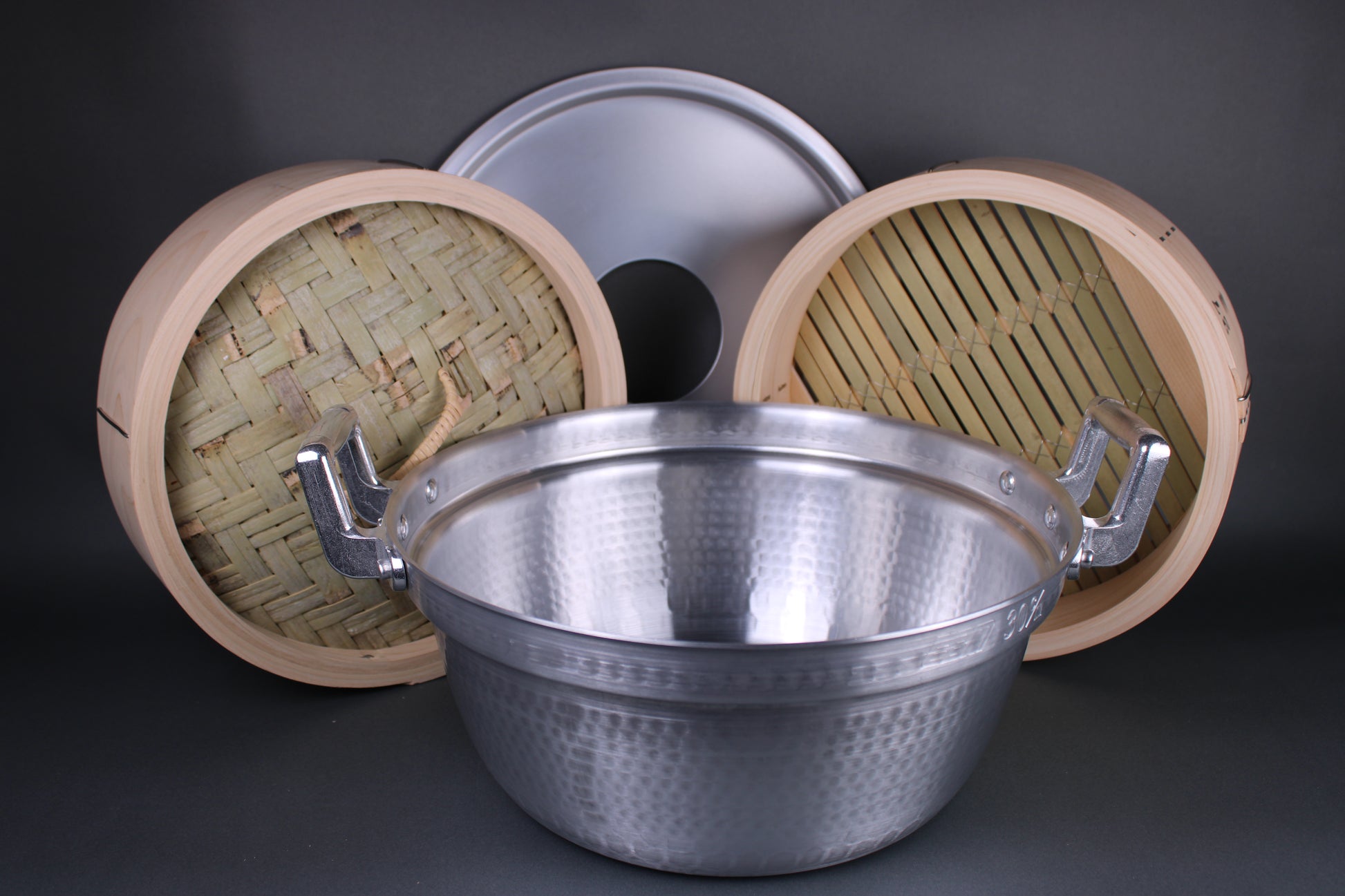 bamboo and honk wood steamer et including steamer pot steam ring and steamer with lid and base all handmade in japan 