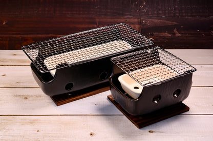 Misuzu Pottery Banko Yaki Konro Grill — size comparison of small and large models side by side