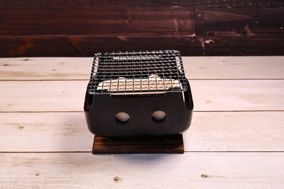 Misuzu Pottery Banko Yaki Konro Grill Small — clean symmetrical front view on white wood surface