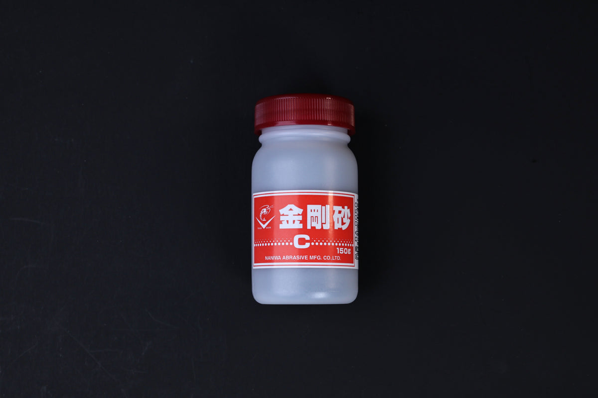 Naniwa abrasive powder 120 grit — front label showing Naniwa Abrasive Mfg brand and 150g bottle