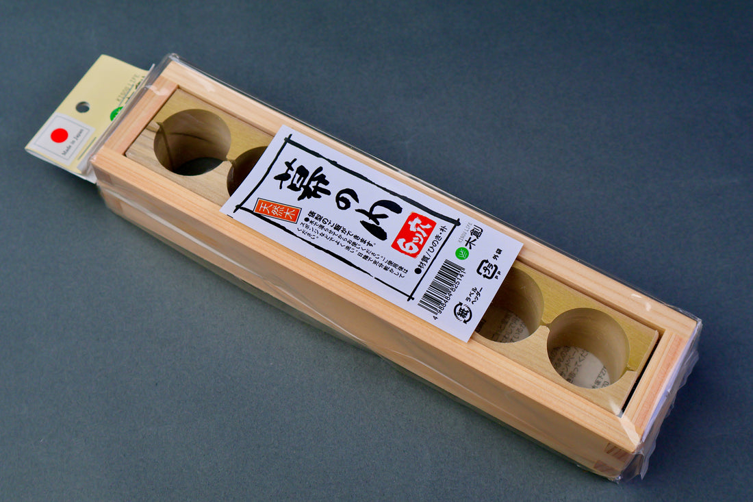 long rectangular bale shaped six hole onigiri mold in plastic packaging with youbi label