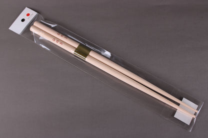 saibashi round cooking chopsticks by yamacoh youbi kisou life packed in clear plastic with red paper backing and sticker writing hinoki in hiragana with grey background
