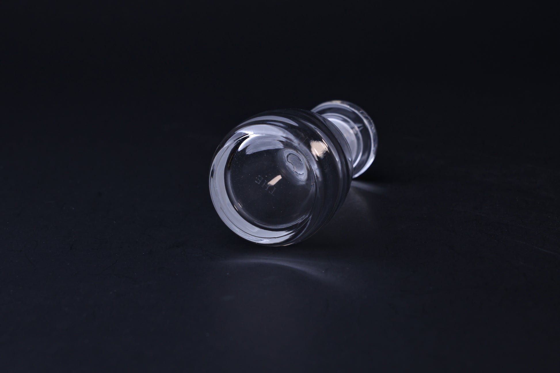 THE Soy Sauce Cruet — cruet laid on side showing thick glass base and bottom detail
