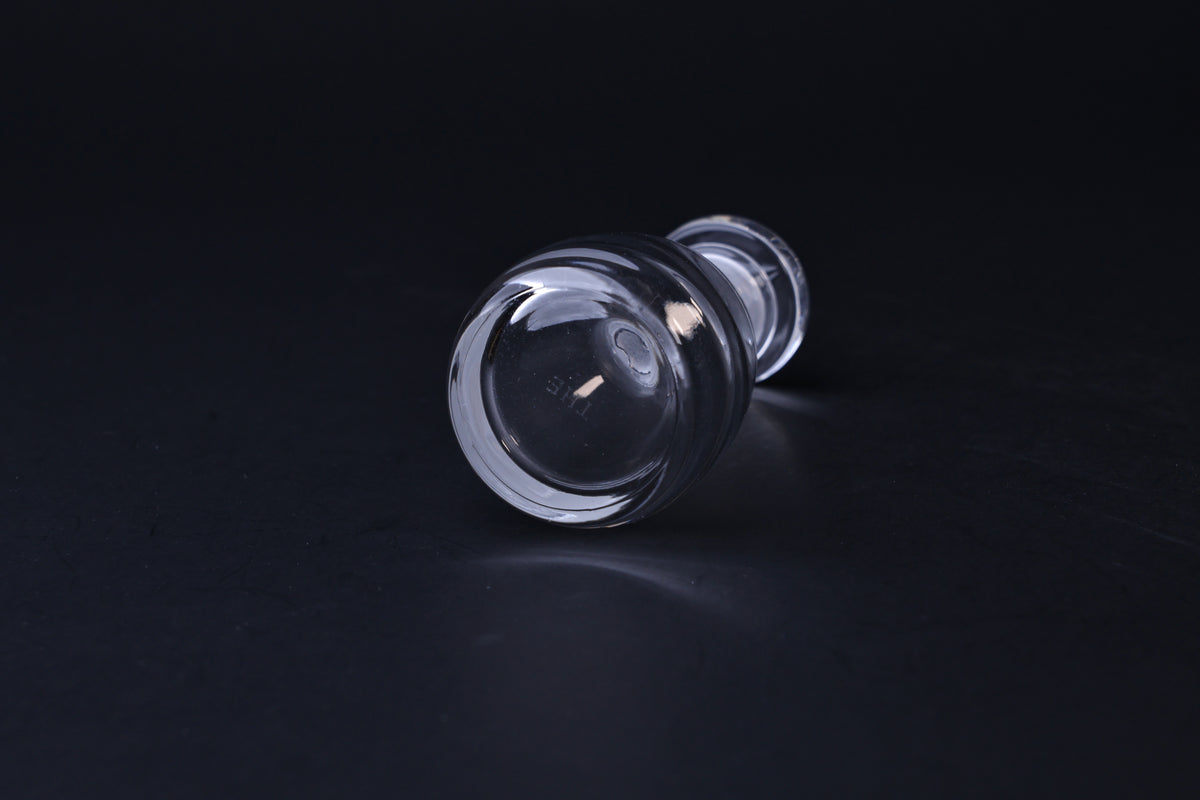 THE Soy Sauce Cruet — cruet laid on side showing thick glass base and bottom detail
