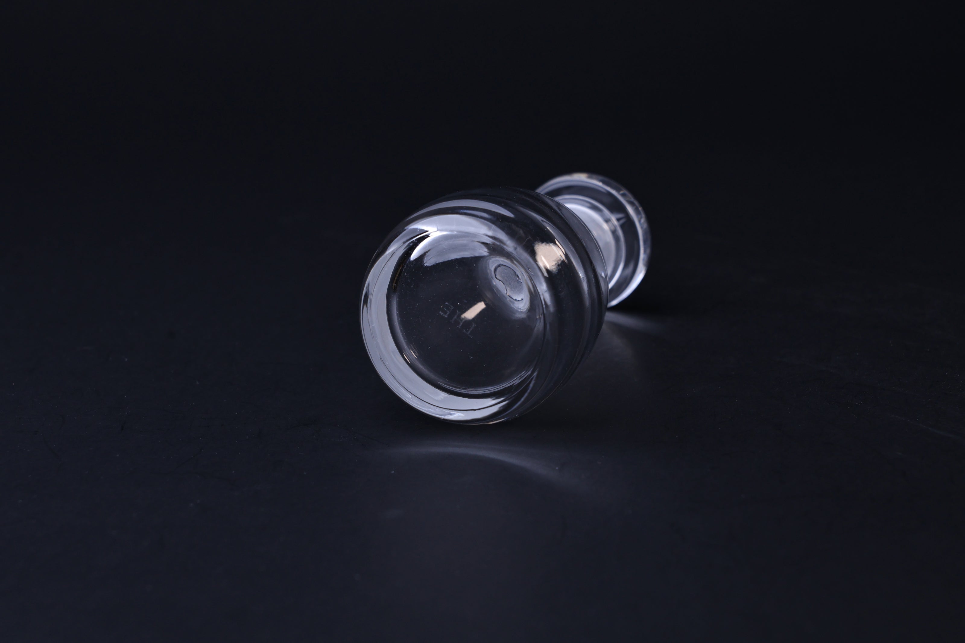 THE Soy Sauce Cruet — cruet laid on side showing thick glass base and bottom detail
