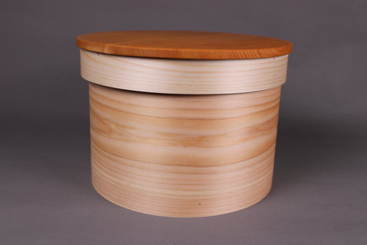 wappa ohitsu hinoki wood rice container 8 cup capacity with wooden lid on top