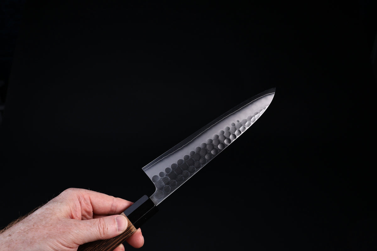 Yoshikane SKD Gyuto 210mm octagonal wa handle in dark wood with black collar
