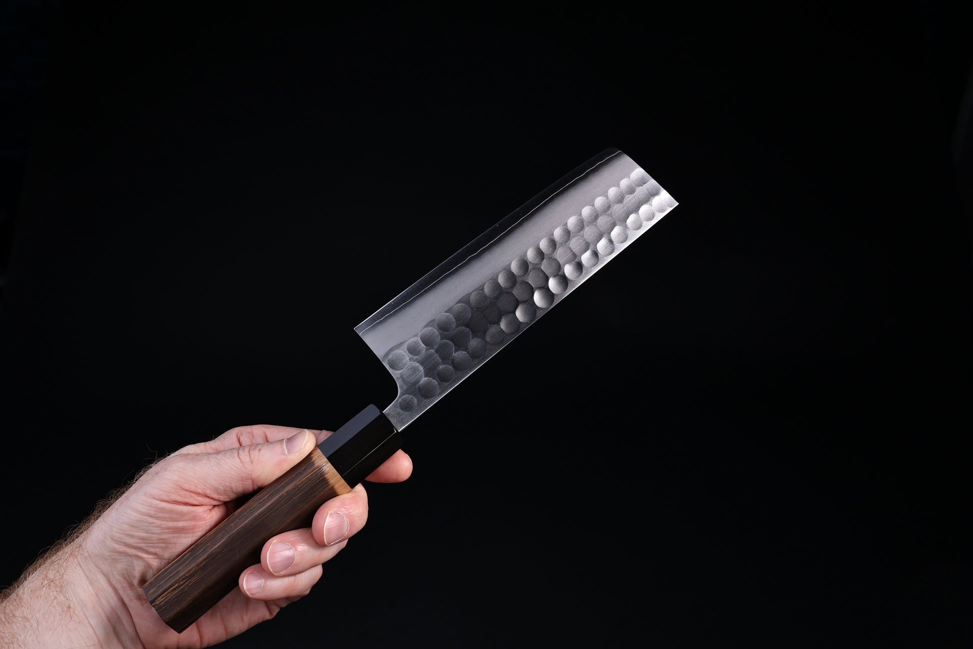 Yoshikane SKD Nakiri 165mm Japanese nakiri knife in hand showing full blade height and profile