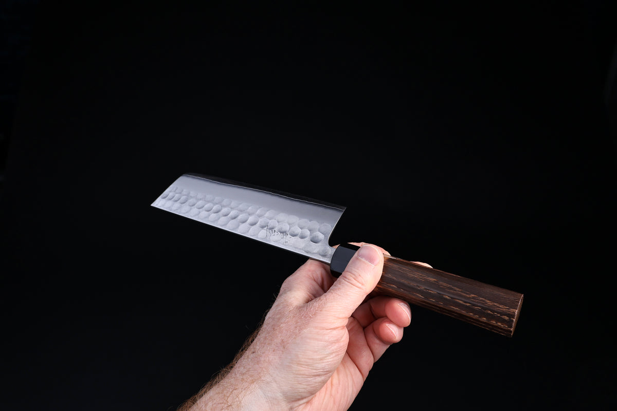 Yoshikane SKD Nakiri 165mm octagonal wa handle in dark wood with black collar