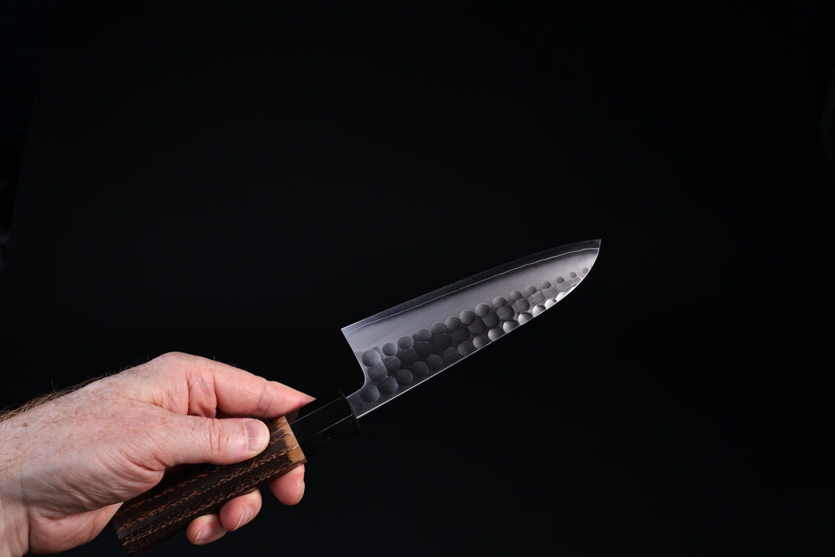 Yoshikane SKD Santoku 165mm octagonal wa handle in dark wood with black collar